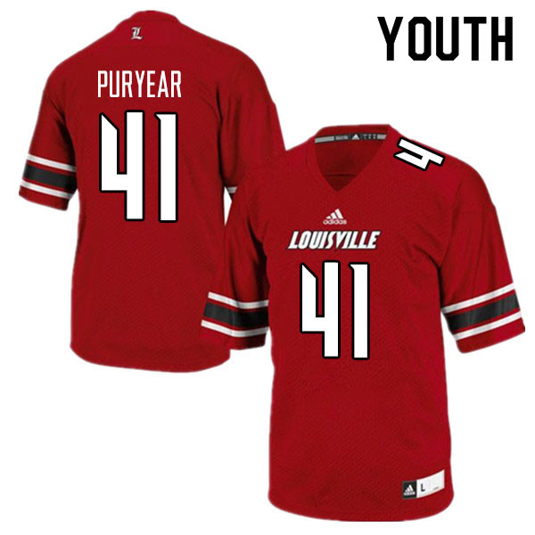 Youth #41 Ramon Puryear Louisville Cardinals College Football Jerseys Sale-Red